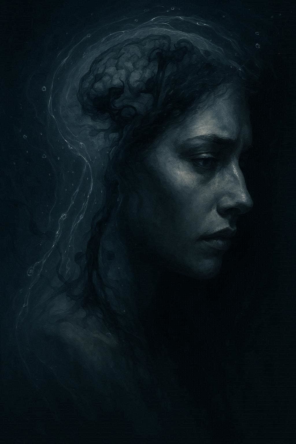 Dissolving Memory — Ink & Water Portrait
